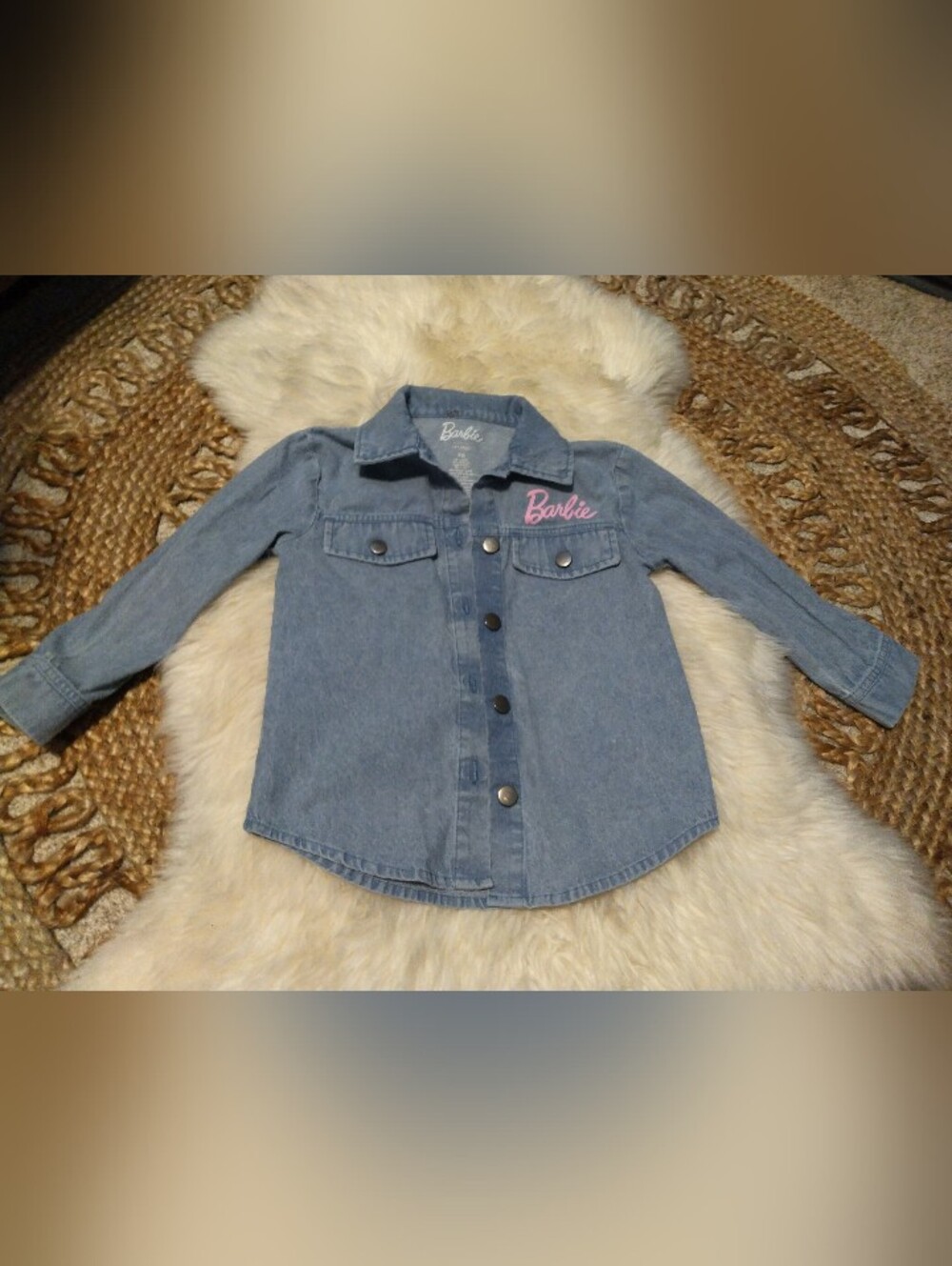 Barbie Girls' Light Blue Denim Shirt Jacket - Size XS (5-6)